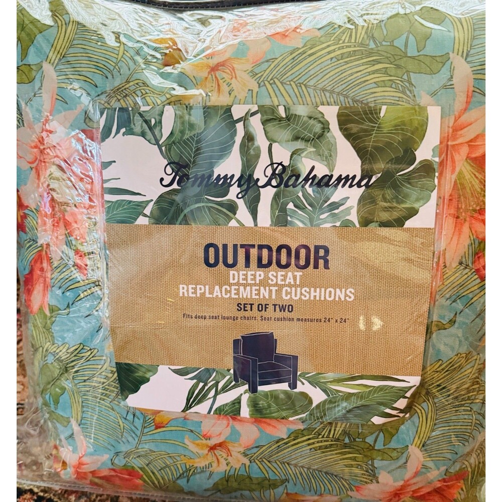 Tommy Bahama® Outdoor Deep Seat Cushions Orange, Aqua, White Floral 24" x 24"